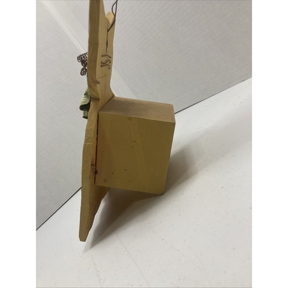 Vtg Handmade Cat Bird House Folk Art Primitive Whimsical Wood Blue Bird - Picture 5 of 11